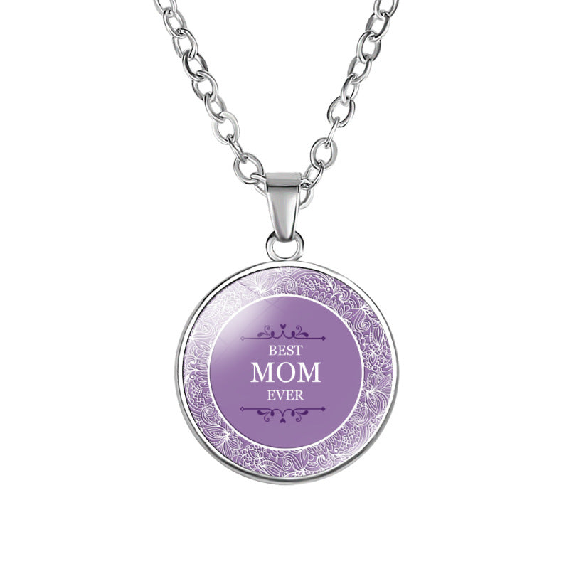 Wholesale Best MOM Time Gemstone Single Sided Alloy Necklace